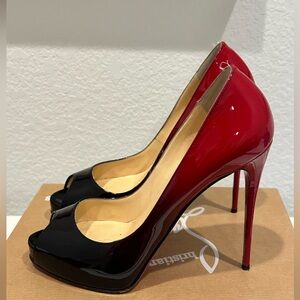 Christian Louboutin Red and Black Patent Heels